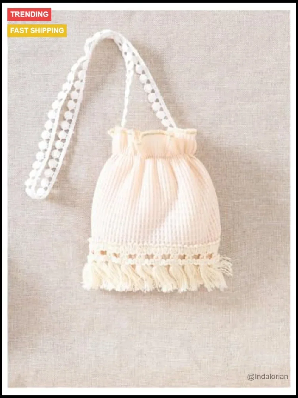 Girl's 3D Floral Crochet Knit Sleeveless Midi Dress with Bag